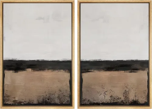 Vista 63 de SIGNWIN Lienzo enmarcado para pared, ilustraciones abstractas texturizadas en tonos beige terrosos, arte moderno, decorativo, contemporáneo