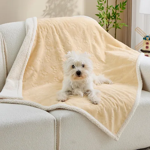 Vista 22 de Manta impermeable calmante para gatos de interior, manta suave y silenciosa de felpa para mascotas, manta gruesa de piel sintética de 500 GSM