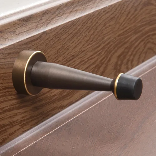 Vista 7 de Tope de puerta de latón macizo resistente, protector de pared decorativo con punta de parachoques de goma para protección de puerta, amortiguación