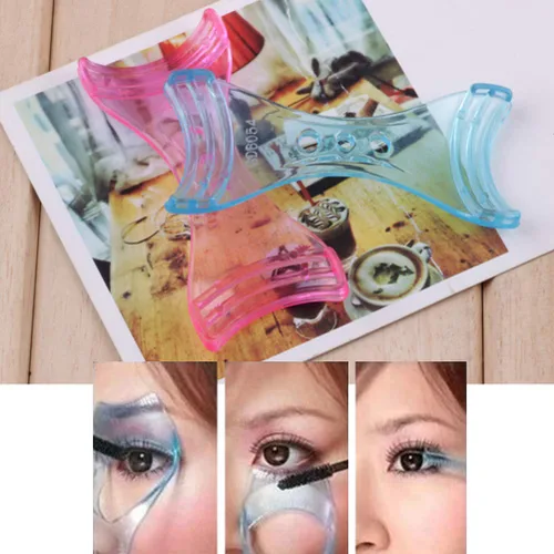 Vista 8 de 2pcs máscara de pestañas peine aplicador plantilla delineador de ojos modelos guía plantilla plantilla herramienta (color al azar)