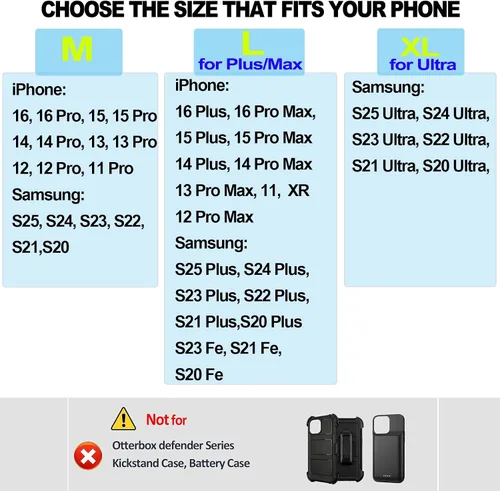 Vista 2 de Funda de cuero para teléfono ACCKUO con clip de cinturón de metal resistente y cierre magnético Compatible con iPhone 16/15/14/13/12 Pro y Non-Pro
