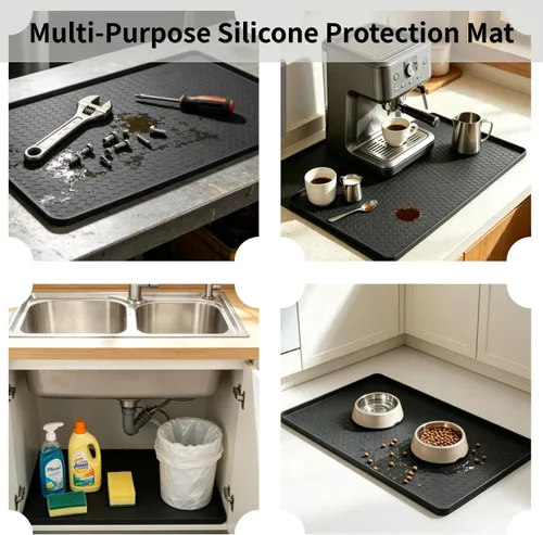 Vista 7 de Alfombrilla protectora superior para secadora, color negro, 25 x 19 pulgadas, silicona, 1 paquete antideslizante