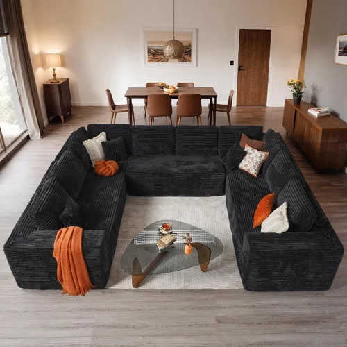 Vista 15 de ovios Sofá seccional en forma de nube para sala de estar, sofá modular de terciopelo mullido, sin necesidad de montaje, juego de sofás grandes