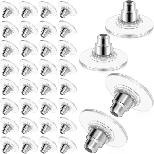 Vista 8 de 200 piezas de aretes para orejas caídas, repuesto para parte trasera de aretes para embrague de bala pesada (transparente)