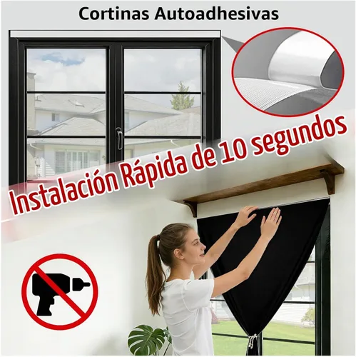 Vista 3 de Cortina opaca adhesiva, tratamiento completo de ventana de oscuridad para oficina en casa