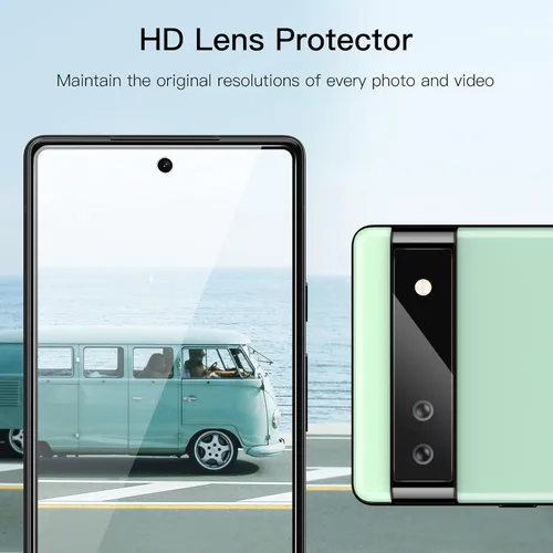 Vista 6 de JETech Protector de pantalla para Google Pixel 6a de 6.1 pulgadas con protector de lente de cámara, herramienta de fácil instalación, compatible