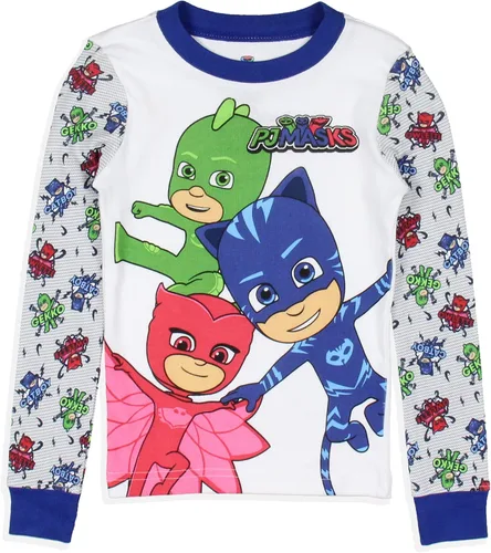 Vista 2 de PJ Masks - Conjunto de pijama para niños pequeños, Gekko Catboy Owlette Title Logo