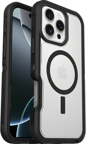 Vista 14 de OtterBox Defender XT MagSafe - Funda para iPhone 16 Pro, transparente/negro
