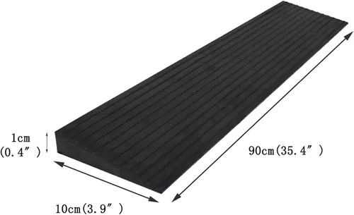 Vista 2 de Rampa de umbral de goma sólida antideslizante, 11000 libras, de goma sólida, portátil, para patineta, color negro, 3.9 x 35.4 x 0.4 pulgadas