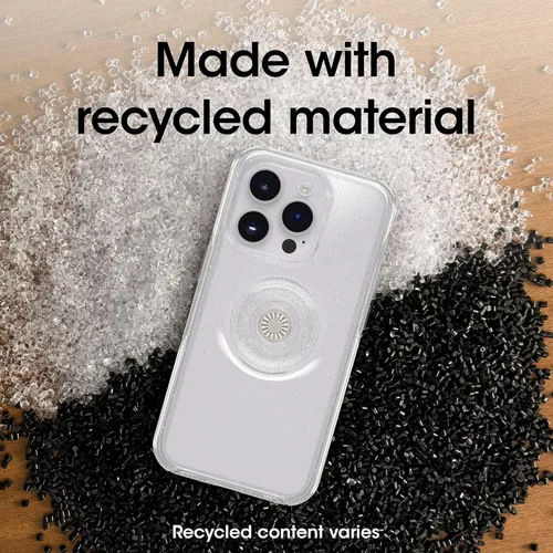 Vista 6 de OtterBox Funda transparente para iPhone 14 Pro Max (solamente) Otter + Pop Symmetry Series - Stardust POP (transparente/brillantina), PopSockets