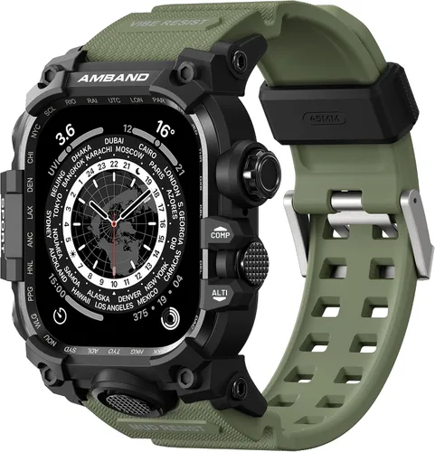 Vista 17 de amBand - Carcasa compatible con Apple Watch SE 3/SE 2/SE/6/5/4 de 1.732 pulgadas, M3 de 1.732 pulgadas, resistente correa táctica, protector