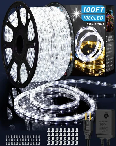 Vista 9 de Guirnalda de Luces para Exteriores Impermeables de Navidad 30.5m 720 LED, Luces de Tubo Conectables y Flexibles, Luces de Cadena de Iluminación