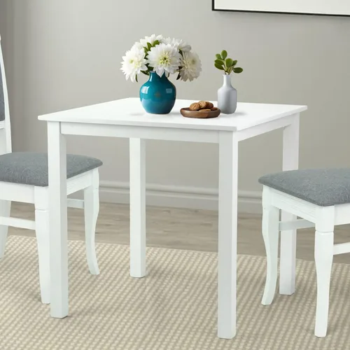 Vista 2 de Mesa de cocina cuadrada de comedor con diseño contemporáneo de madera maciza en acabado blanco