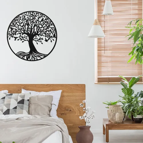 Vista 2 de Demissle Arte de pared de metal árbol de la vida de 11.8 pulgadas para colgar en la pared, árbol genealógico, esculturas colgantes de jardín