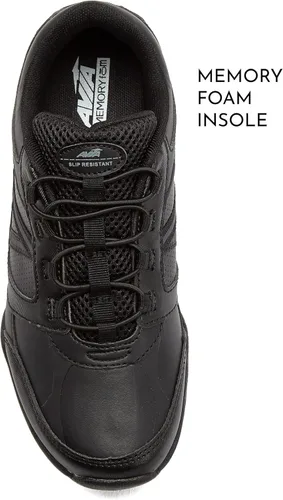 Vista 4 de Avia Focus - Zapatos antideslizantes negros para mujer, zapatos cómodos para el trabajo, enfermería, restaurantes y caminatas, Negro