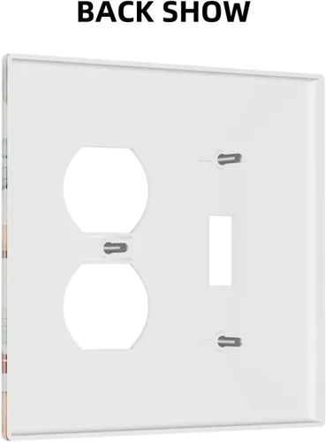 Vista 4 de Cubierta decorativa para interruptor, placa de interruptor de luz de 2 bandas, 1 placa de interruptor de luz dúplex de palanca, placas de pared GFCI