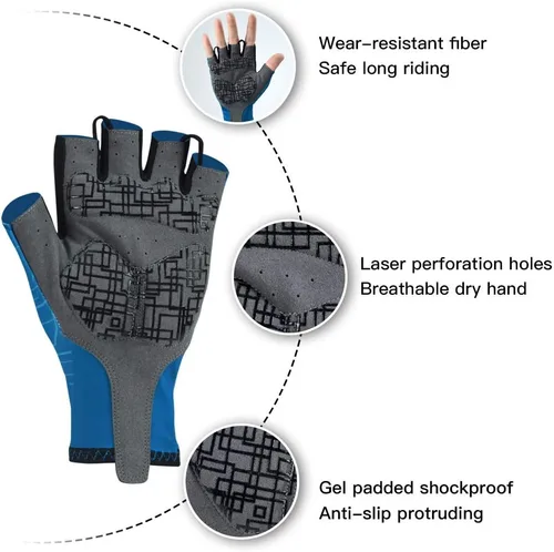 Vista 6 de Darevie Guantes de ciclismo, guantes de ciclismo de medio dedo, suaves y ligeros, guantes de ciclismo acolchados de gel que absorben los golpes