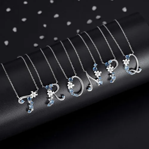 Vista 4 de VIKI LYNN collar con inicial de plata esterlina 925 con circonita con letra regalo personalizable para niñas