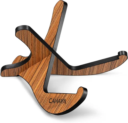 Vista 7 de CAHAYA Soporte de guitarra de madera universal plegable piso soporte para Marrón oscuro
