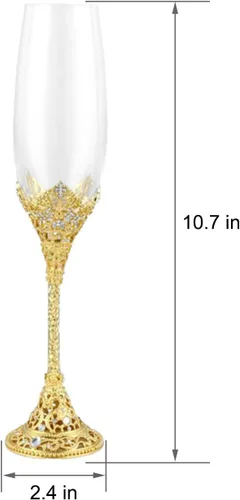 Vista 6 de Copas de champán de cristal personalizadas para novia y novio, juego de 2 regalos de boda (personalizado)