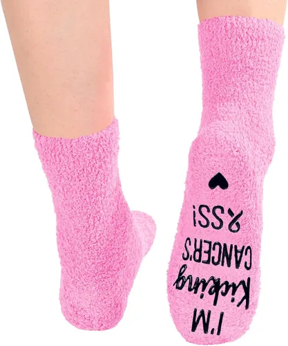 Vista 5 de HAPPYPOP Calcetines inspiradores para concienciación sobre el cáncer de mama para mujer, regalos inspiradores para concienciación de quimioterapia