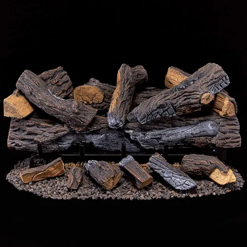 Vista 8 de Duluth Forge DLS-30R-2 Juego de troncos de chimenea sin ventilación de combustible dual con control remoto, uso con gas natural o propano líquido