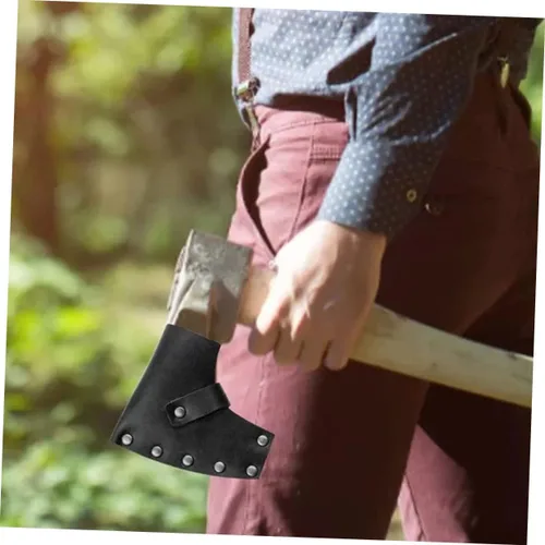 Vista 8 de STOBAZA Funda protectora de piel gruesa para hacha para cubiertas para aventuras de camping al aire libre