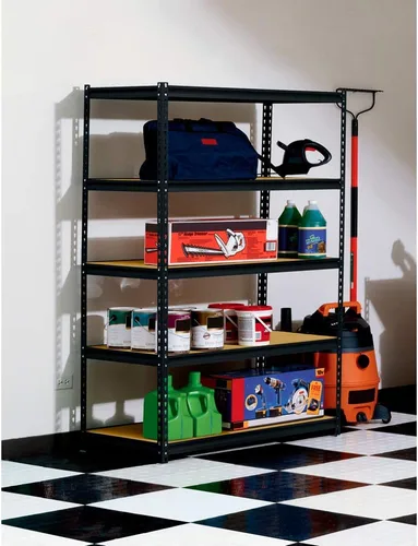 Vista 2 de EDSAL UR245AZ-BLK Estante de almacenamiento de acero, 5 estantes ajustables, capacidad de 4000 libras, 72 pulgadas de alto x 48 pulgadas de ancho x