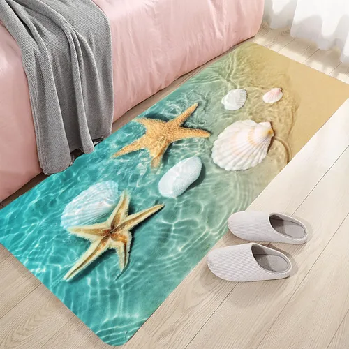 Vista 8 de LYFANS Alfombras de baño de espuma de esponja absorbente suave para baño y cocina (23.5 x 59 pulgadas), tapete de franela antideslizante brillante