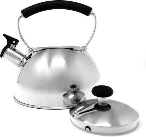 Vista 5 de Norpro Hervidor de té silbante de acero inoxidable 8.5" x 7.875" x 7.875