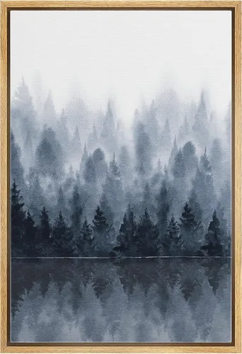 Vista 17 de SIGNWIN Lienzo enmarcado para pared, decoración de guardería de bosques, pájaros voladores, acuarela, montaña, bosque, naturaleza, arte moderno