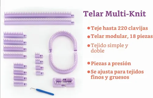 Vista 6 de Authentic Knitting Board Telar multi-tejido ajustable, piezas de enganche, calibre pequeño y grande
