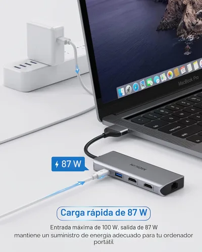 Vista 6 de MacBook Pro - Estación de acoplamiento para MacBook Pro, adaptador HDMI para MacBook Pro, adaptadores USB C 9 en 1 para MacBook Pro Air Mac HDMI
