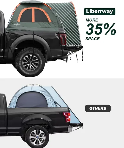 Vista 7 de LIBERRWAY Tienda de campaña para cama de camioneta para 2 personas, tienda de campaña para camioneta de 5.5-5.8 pies con toldo impermeable Oxford
