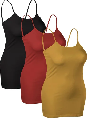Vista 75 de Emmalise Camisola larga casual básica para mujer, con tirantes ajustables, top en capas