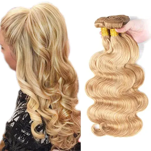 Vista 114 de 300g 1B27 Human Hair Bundles Honey Blonde Bundles Human Hair 10A Brazilian Virgin Remy Hair Extensions 8 10 12 Inch