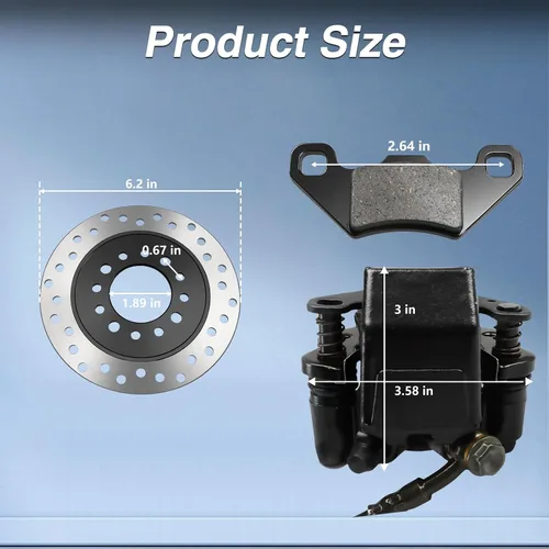 Vista 6 de Sistema de Calibrador de Freno de Disco Hidráulico Trasero Juego de Pastillas de Rotor Compatible con Moto de Cross, Quad, ATV, Go-kart de 150cc
