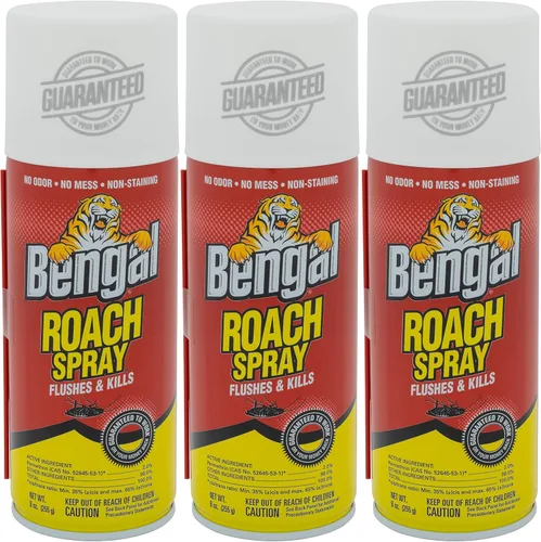 Vista 7 de Bengal Spray para Cucarachas, Aerosol en Spray Seco Sin Olor y Sin Manchas, 9 Onzas