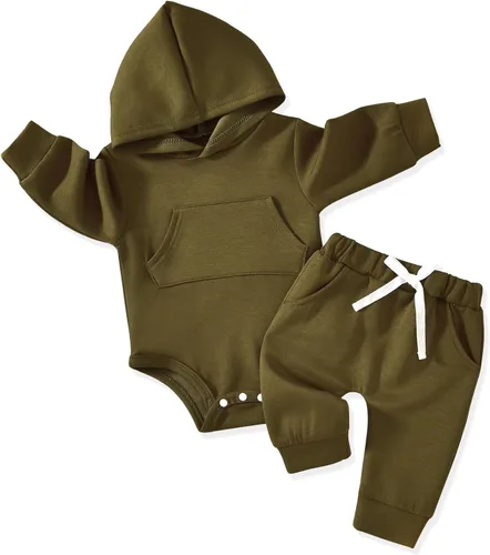 Vista 13 de Aalizzwell Conjunto de sudadera con capucha de invierno para bebé infantil Albaricoque