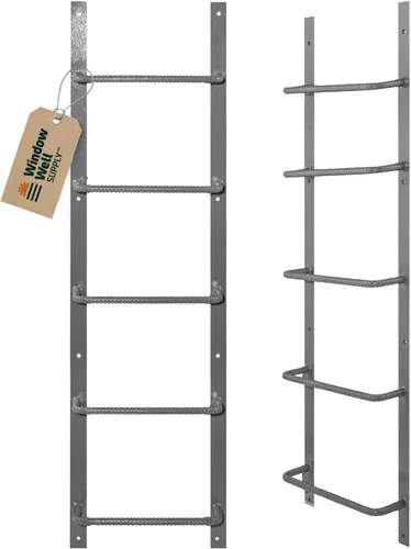 Vista 13 de Escalera de acero para ventanas de sótano (gris, 3 peldaños), escalera de salida atornillada resistente para el hogar, fácil de instalar, escaleras