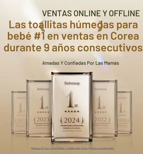 Vista 2 de BEBESUP - Toallitas desechables #1 de Corea- Toallitas orgánicas extra gruesas 100% a base de plantas, hipoalergénicas, biodegradables, 99% a base