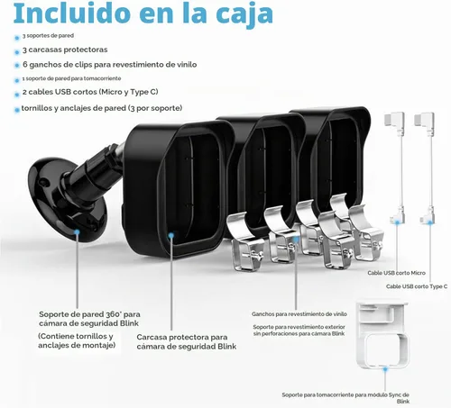 Vista 6 de Blink - Soporte lateral de vinilo para exteriores con funda impermeable, soporte de montaje sin agujeros y cubierta a prueba de clima completo