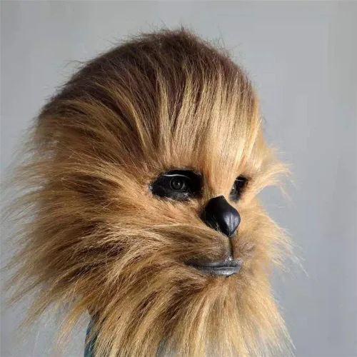 Vista 3 de Chewbacca Máscara de Ape Casco de cosplay de látex de cabeza completa, casco flexible para disfraz de Halloween, máscara suave