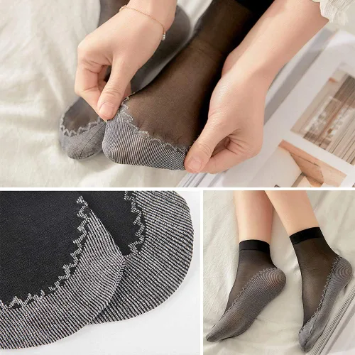 Vista 5 de Calcetines sedosos de nailon al tobillo 10 pares de medias de nailon de alta suavidad, medias sedosas, para mujeres, niñas, oficina, hogar