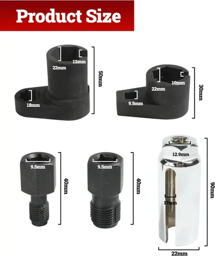Vista 5 de Zlirfy 5PCS Removedores de Sensores de Oxígeno, Herramienta Removedora de Llave de Vaso para Sensor de Oxígeno Automotriz y Juego de Perseguidor