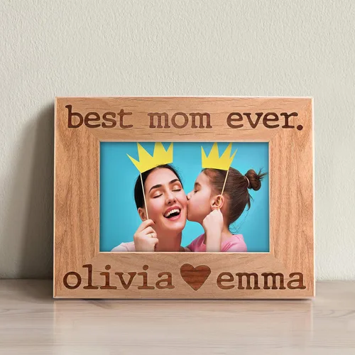 Vista 5 de Best Mom Ever, marco de fotos personalizado, regalo del día de la madre, 4 x 6 pulgadas, marcos grabados personalizados con nombres, regalos del día