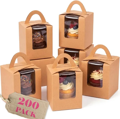 Vista 17 de qiqee Cajas para magdalenas verdes, soportes individuales desechables para magdalenas, 50 piezas, cajas individuales para magdalenas con ventana