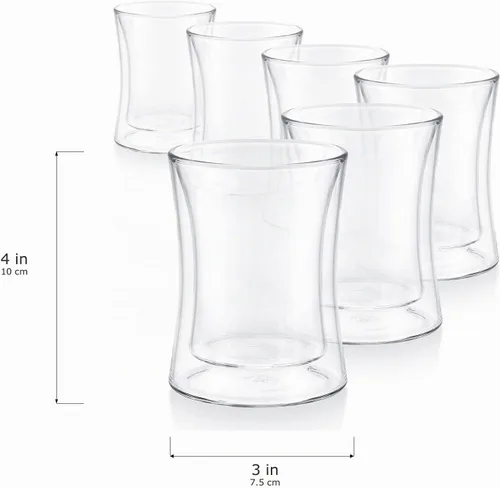 Vista 6 de Teabloom Modernas tazas de té turco aisladas, juego de 6 tazas de té de doble pared (6 oz / 6.0 fl oz)