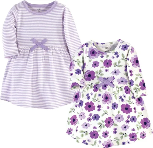 Vista 53 de Touched by Nature - Vestidos de manga corta y manga larga de algodón orgánico para niñas pequeñas, bebés y mujeres Manga larga con flores abstractas