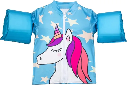 Vista 2 de Poolmaster Camiseta de natación para piscina, chaleco de natación con flotadores de brazo